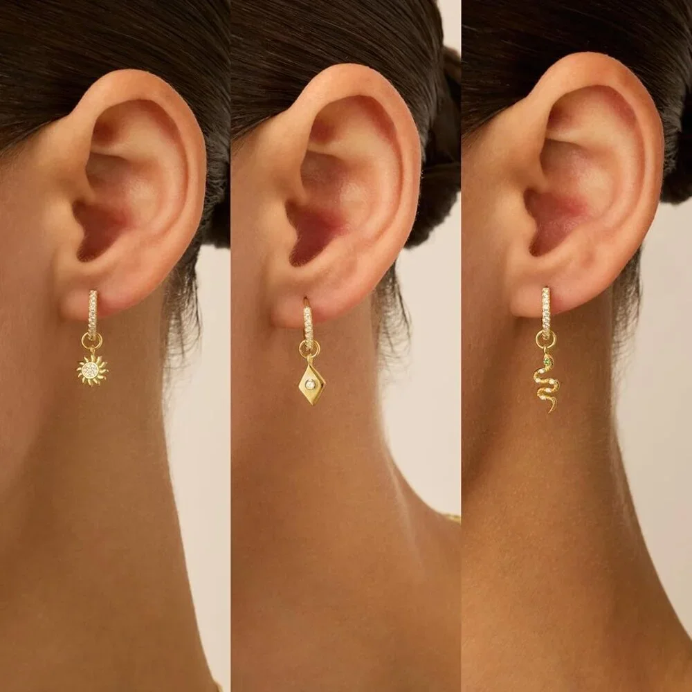 18K Gold Plated Huggie Earrings and Charm Set for Women | Mix and Match Earring